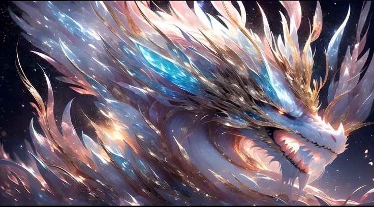 (((best quality)))), ((ultra-detailed))), (((masterpiece))), illustrations In this Ice Age scene, the addition of the element of fire brings strong contrast and visual impact. In the center of the picture, a glacier dragon stands majestically, its body is ...