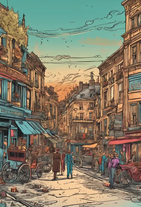 a detailed comic style in victorian France