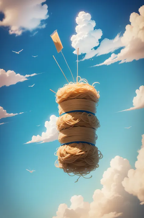 Noodles fly in the sky，