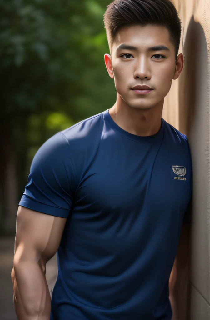 a man in a police uniform in his 20s poses for a photo..., wear a navy shirt........, high-res, master-piece, bestquality, head:...