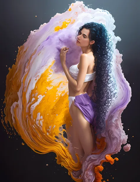 oil painted, gorgeous woman with soft lush curly warm white long hair, perfect symmetric eyes,
gorgeous face, red-yellow colors, light purple and violet color added, light red color added,
complicated details, masterpiece, ArtStation digital painting is sm...