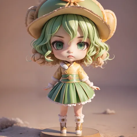 (((chibi 3d))) (Best Quality), (masutepiece) Chibi Anime Deformed Style,Beige curly hair,bluish green eyes, Iliwa Piero Costume, Halloween Costume, Luxurious 5-piece full set, Top and bottom clothes, gloves, hat, Mask, wig, unisex, Clown Cosplay, Fancy Dre...