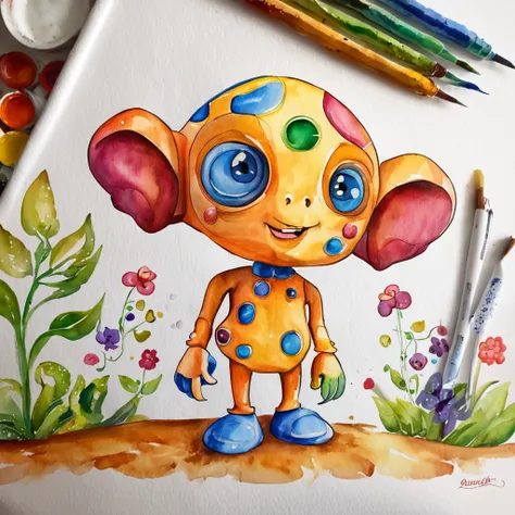 Create a brain-like mascot, personagem infantil , 8k, modelo 3D, The body as the shape of a brain, com boca, 2 olhos e nariz, He has legs and arms, The character is cute and charismatic, o personagem tem cores vivas e coloridas.