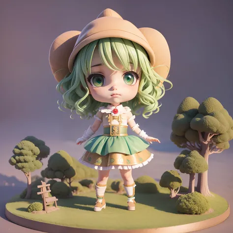 (((chibi 3d))) (Best Quality), (masutepiece) Chibi Anime Deformed Style,Beige curly hair,bluish green eyes, Iliwa Piero Costume, Halloween Costume, Luxurious 5-piece full set, Top and bottom clothes, gloves, hat, Mask, wig, unisex, Clown Cosplay, Fancy Dre...