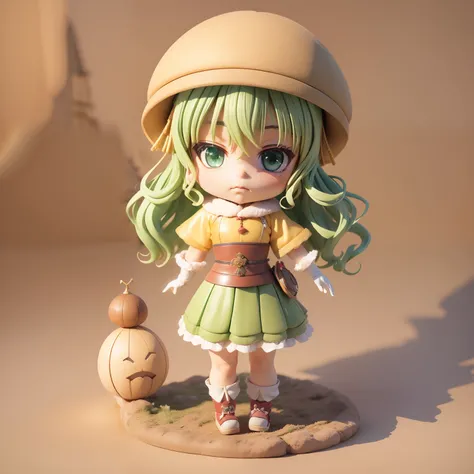 (((Chibi 3D))) (Best Quality), (masutepiece) Chibi Anime Deformed Style,Beige curly hair,bluish green eyes, Iliwa Piero Costume, fancy dress, Luxurious 5-piece full set, Top and bottom clothes, gloves, hat, Mask, wig, unisex, Clown Cosplay, Fancy Dress Set...