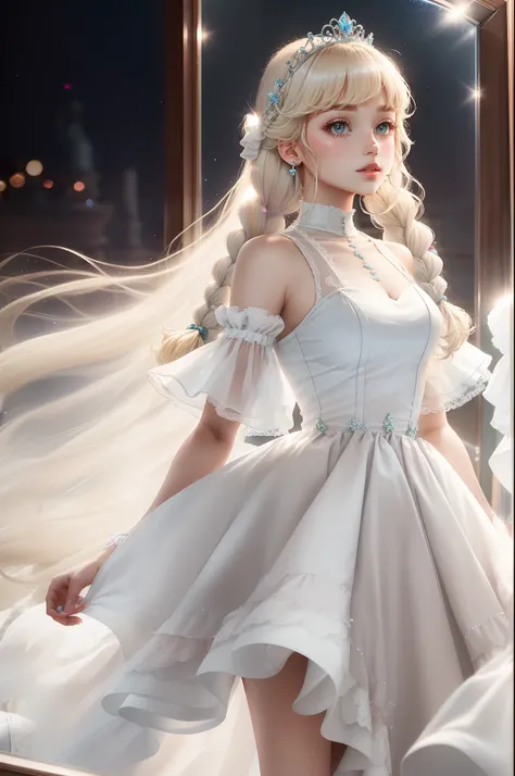 Princess　A Princess　Soft　Good style best quality(Highest Quality) , High quality(hiquality)　Soft hair　amarelo　Fluffy dress blonde　Braids The whole body is reflected Very delicate tone and good atmosphere