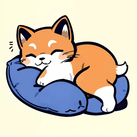 Cartoon cat sleeping on pillow with eyes closed, cute corgi, Anthropomorphic Shiba Inu, telegraph stickers, Shiba dog, kawaii cute dog, shibu inu, shiba inu dog, Back against the pillow, Cute fox, dog sleeping, Sleepy, Corgi, relaxed poses, awww, Cute dog,...