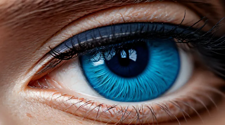 big close up of an eye, woman, blue eyes, eye lashes, pretty,