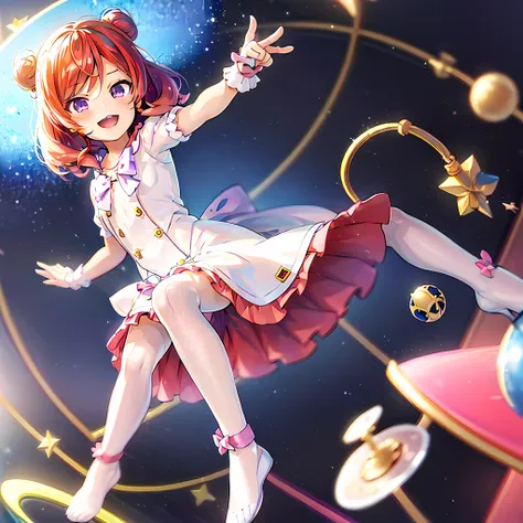 anime girl in a dress flying through the air with a clock in the background, splash art anime loli, portrait of magical girl, render of april, trending on cgstation, render of a cute 3d anime girl, anime visual of a cute girl, smooth anime cg art, 3 d rend...