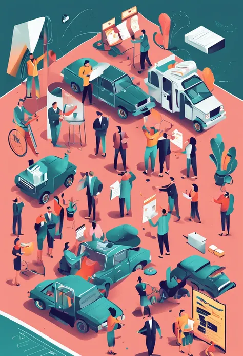 Business Teamwork illustrations, Mega set, Collection of scenes with men and women
taking  part in business, A simple, minimalistic  art with mild colors, vector style