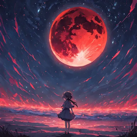 Starry night blood moon background