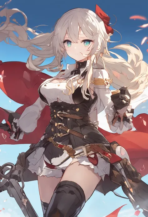 Woman in pirate costume standing with hands on her hips, from the azur lane videogame, characters from azur lane, Ayaka Genshin Impact, cushart krenz key art feminine, azur lane style, edelgard fire emblem, Official Character Art, edelgard from fire emblem...