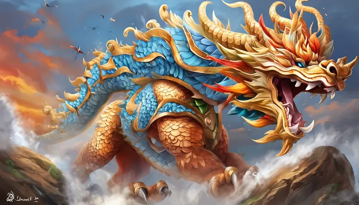 Full body like, Chinese dragon, Loong, extremely detailed CG unity 8k wallpaper, (colorful:1.2), sharp teeth, red eyes, teeth, Hires upscale: 1.7, Hires upscaler: 4x_NMKD-Siax_200k, Denoising strength: 0.45, lifelike texture, Dynamic angle, (((+++Lightning...