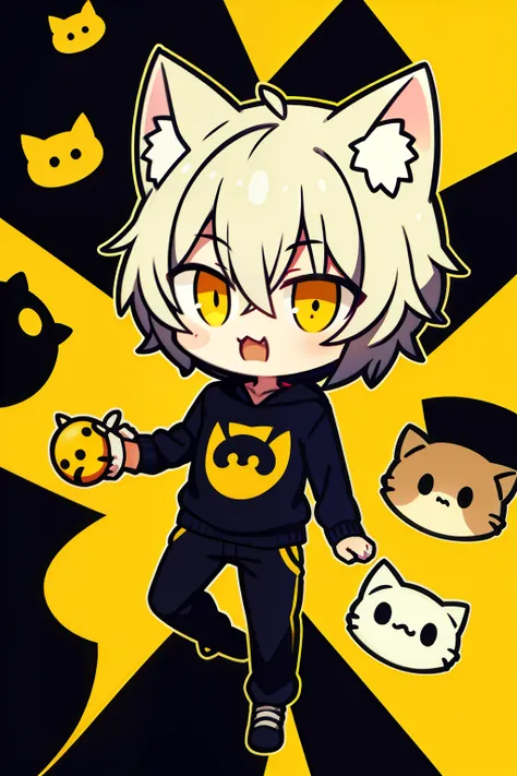 Libido boy，Cat ears，amarelo，Hedgehog head，Doomsday wind，Background with