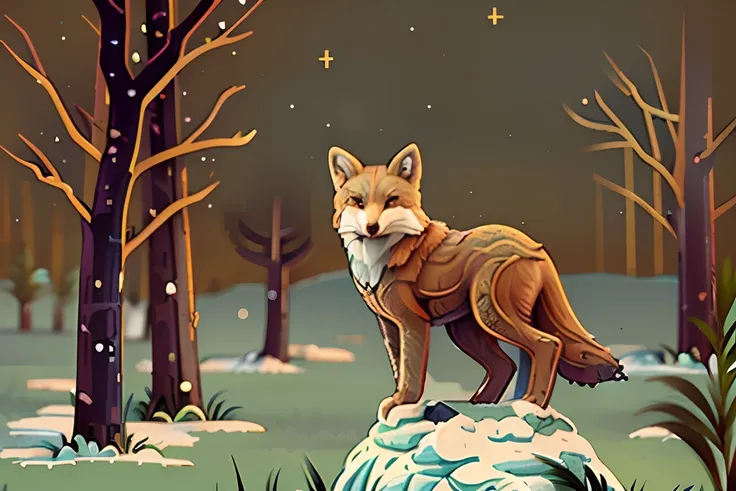 Arafed fox standing on a rock in the snow in a forest, animal raposa, raposa, raposa bonito, Raposas, female fox, stylised fox - like appearance, an anthropomorphic fox, pernas de raposa, uma bela raposa senhora, Parte Raposa, A linda raposa peluda, anthro...