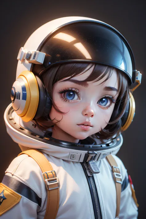 Il y a une jeune fille avec casque et casque, Rendu 3D mignon, petit astronaute levant les yeux, Portrait anime Space Cadet Boy, Cute 3D anime boy rendering, cute detailed digital art, male explorer mini cute boy, stylized 3d render, art de personnage rend...