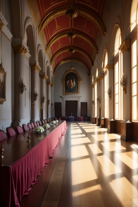 Sumptuous hall of the eighteenth century, where nobles from Spain gather for a banquet