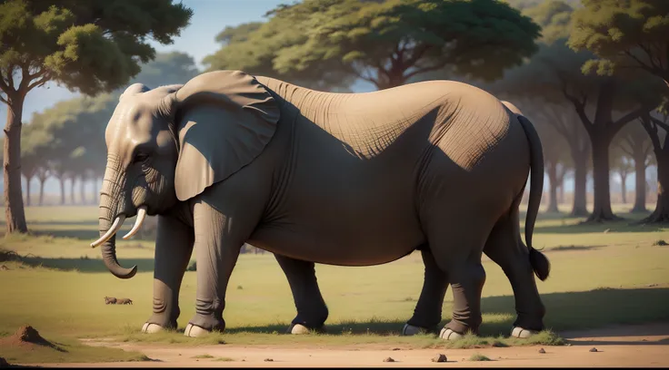 elefante na savana africana, desenho infantil