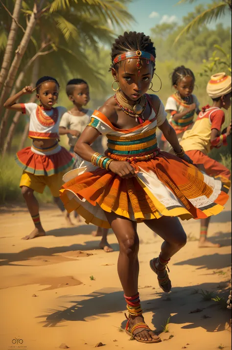 African-American child "In the vast plains and picturesque villages of Africa, Rhythms and dances play a transcendent role in childrens everyday lives. Sob o sol radiante ou o brilho suave da lua, The beats of the drums echo and the bodies move in harmony ...