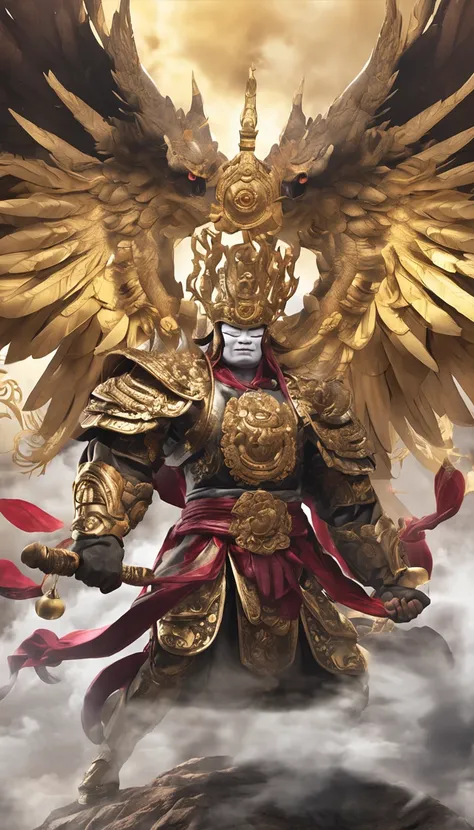 Fight over Buddha，Usually dressed in the phoenix wings purple gold crown from the East China Sea、Chain gold armor、Lotus silk steps in the clouds，Dressed in gold armor and shiny，The head is shining with a golden crown。Hold a golden hoop stick，Foot pedal clo...