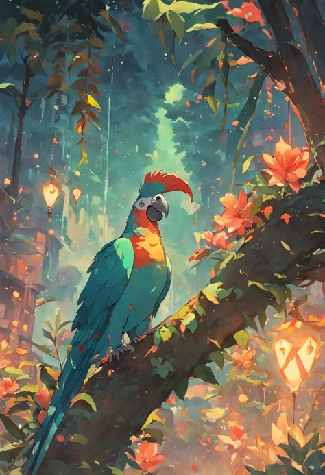 There was a parrot in the tree, papagaio cantando, lindas penas, Pintura SNES