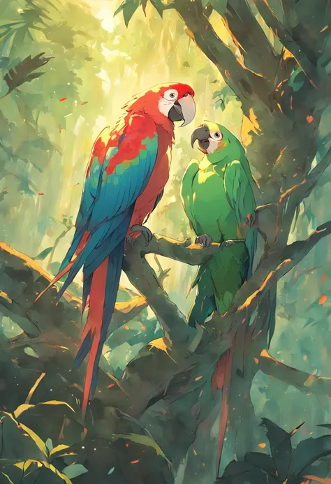 There was a parrot in the tree, papagaio cantando, lindas penas, Pintura SNES