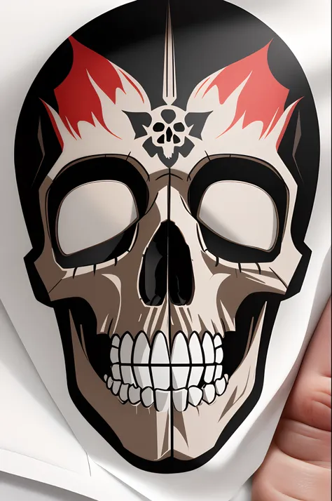 Tattoo Frontal skull, Focused on sheet, black background, T-shirt design, vectorized has