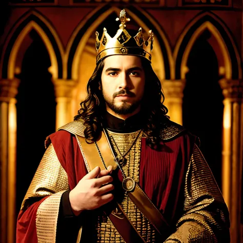 Homem de Arafed em uma coroa e manto com uma espada, king richard the lionheart, Foto de Ricardo IV, o Rei Romano, Ricardo IV, o rei romano, Velho Rei Medieval, Grande Rei de Stovokor, Retrato de um velho rei medieval, Retrato do velho rei medieval, Rei Ar...