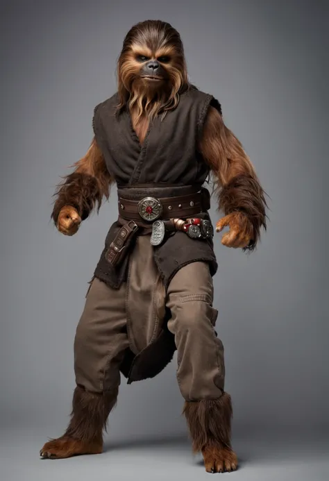 Chewbacca as mortal combat character, dressed in mortal combat clothing, (mortal combat clothing:1.5), (full body image 2)