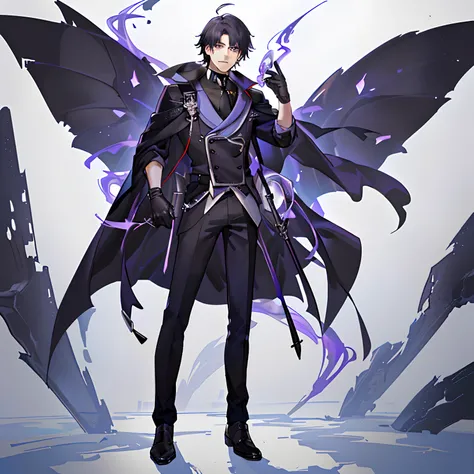 Anime characters boy Wearing a black mask with black hair and purple eyes looking at you