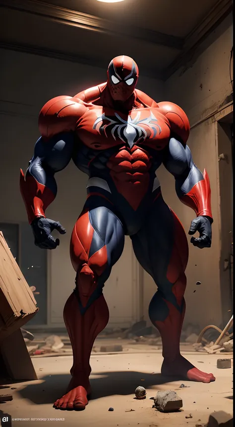 homem aranha, homem musculoso, Venon, nervoso, perfectly proportions, super qualidade/ Cartoon, obra prima, academia, demolition, 8k