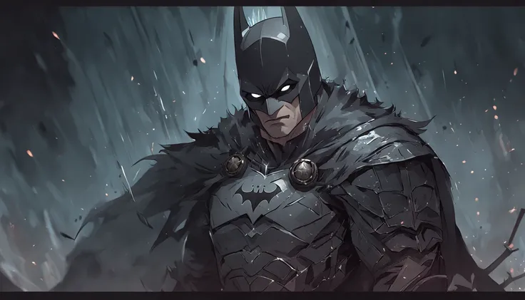 "Batman Viking com rosto do giurosa, Sorriso esquerdo, blood tears, sombrio, qualidade excepcional, multiple facial scars, Batman que ri, armadura viking das trevas, Gothic style." grayscale