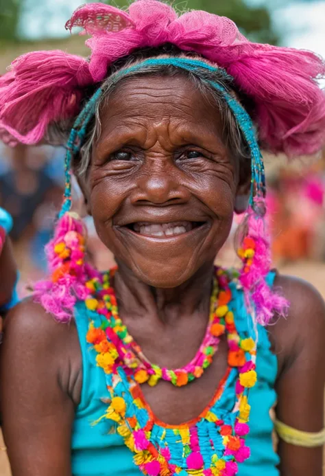 menina, dois anos de idade, cabelos dourados, olhos azuis, pele carente, bochechas rosadas, sorridente, is friendly with the people of the village