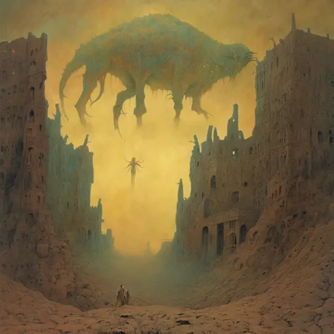 mythology creatures, by zdzislaw beksinski, album cover art, rome, surrealism,