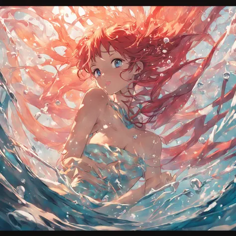 Sirena con cola de pez, realista, cinematiclight, anime