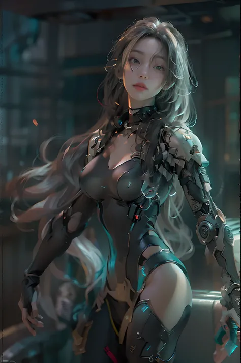 ((Best quality)), ((masterpiece)), (detailed:1.4), 3D, an image of a beautiful cyberpunk female, (wearing smooth organic tech armor), (long shapeless hair), big breasts, (cowboy shot), HDR (High Dynamic Range),Ray Tracing,NVIDIA RTX,Super-Resolution,Unreal...