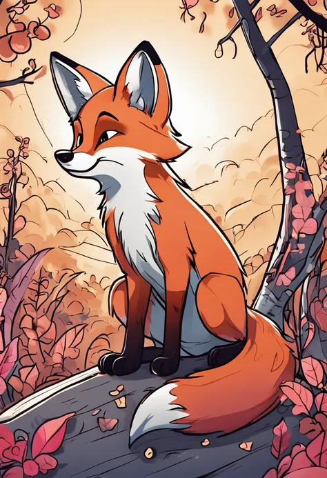 draw a cute fox in animated cartoon