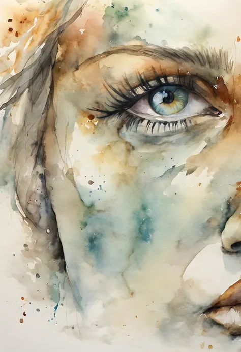 A zoomed-in view of a womans face, captured in colors , her eyes gazing directly at the viewer with an intense expression, her features etched with a sense of mystery and allure, surrounded by wisps of fog, adding an ethereal touch, Sculpture, carved from ...