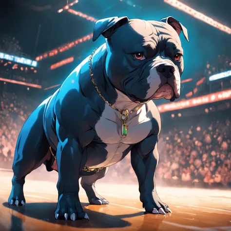 "masterpiece, American Bully with  color accents, channeling the Matrix style, Defined muscle, Posing for the canon câmera Professional, captured from a dynamic angle, delivering the best quality in stunning 4K resolution."