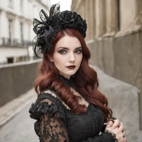 uma garota, lolita gothic clothing, a meia noite em Londres