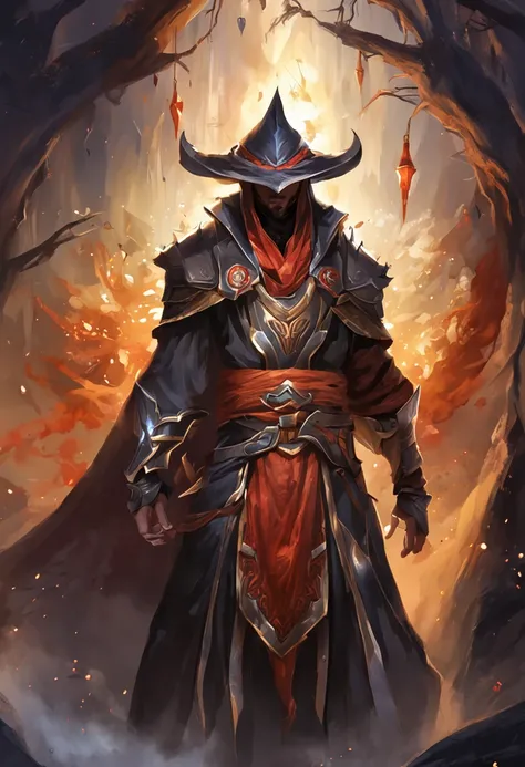 breathtaking concept art ((Legendary Dark Mage Lord)), Casaco Preto. (cave setting), atmosfera escura, (cores vibrantes), ((Red sparks coming from the eyes)), atraente, misterioso e assustador, nevoeiro escuro, Luz da caverna, disco Rigido, 8k, master part...