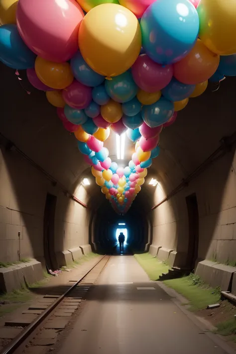 Tunnel surrounded by even more balloons