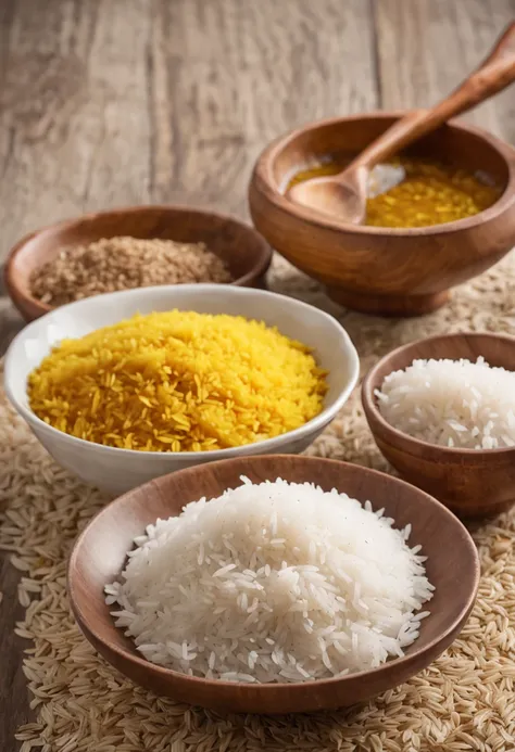 Rice with saffron:
Ingredientes:
1 cup white rice
1 teaspoon turmeric powder
2 cups water
Salt to taste
Instructions: Wash the rice and drain the water. Em uma panela, coloque o arroz, water and turmeric powder. Bring to a high heat until boiling. Em segui...