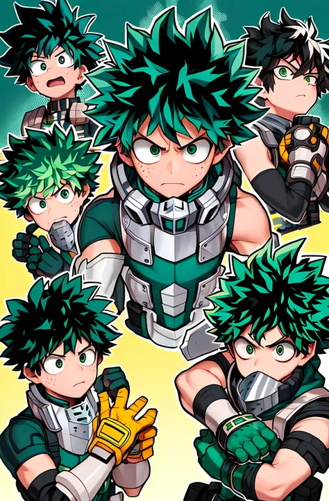 horikoshi kouhei, 1boy, midoriya izuku, boku no hero academia, curly hair, dirty, dirty face, elbow gloves, eyebrows, freckles, ...