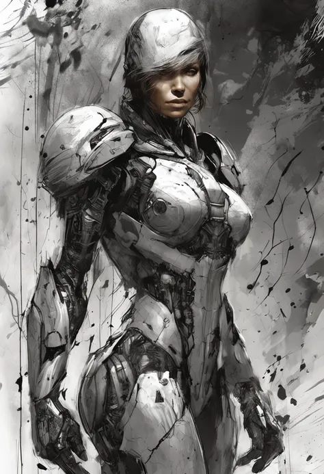 fine Illustration artestyle by Russ Mills, Luis Royo, Darryl Zabrocki,mujer hermosa, Dynamic upper body posture, piel suave, ojos hiperdetallados, hiperrealismo, Altamente detallado, foco nítido, obra maestra, perfect composition, Science-Fiction, arte, cl...