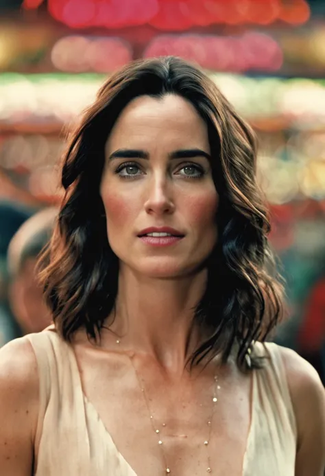 rosto Jennifer Connelly. mulher jovem. foco nitido. foto raw. foto realista. polaroide. roupas intimas.  expression pleasure.