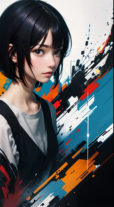 masutepiece, of the highest quality, 1 girl, ((short-hair)), Abstract