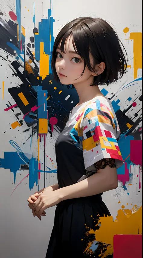 masutepiece, of the highest quality, 1 girl, ((short-hair)), Abstract