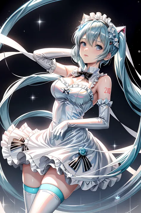 There is a woman in a white dress and blue hair posing, Rem Rezero, Rei Ayanami, ayanami, Hatsune Miku cosplay, Anime girl cosplay, Anime cosplay, mikudayo, cosplay foto, cheerfulness!!!, Also, 2 b, 2b, cosplay of a catboy! maid! dress, Loli, cosplay，，big ...