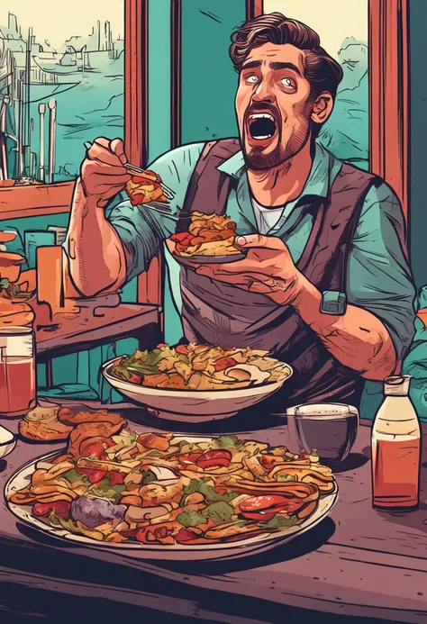 a man eating food funny way cartoon